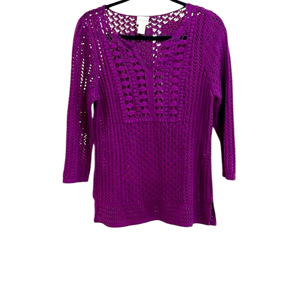 Chico's Vibrant Purple Crochet Top
